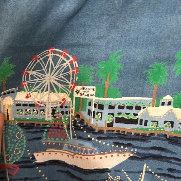Vintage 90’s Kahala Mens Multicolor Balboa Island Christmas Boat Parade Shirt M - Picture 4 of 7